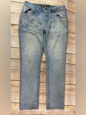 Mens Ariat Rebar M4 Relaxed Straight Denim Blue Jeans 34x34 Light Wash